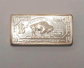USA Amerikaanse.999 Zilveren Buffalo Bullion Baartje 10 Gram beschikbaar voor biedingen