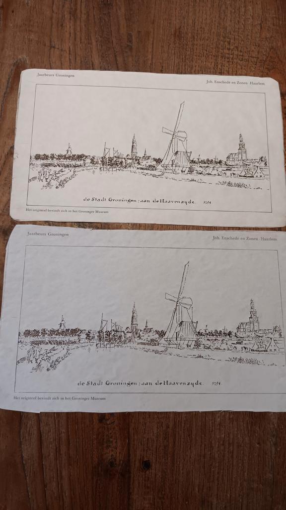 stadt Groningen; aan de haavenzijd in 1754.
Herdruk, Antiek en Kunst, Kunst | Etsen en Gravures, Ophalen of Verzenden