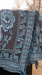 Grandfoulard bloemdessin in blauwtinten 185/170 met franje, Gebruikt, Etten-Leur, DJT@dejuistetoon.eu, Ophalen of Verzenden