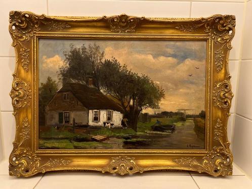 Schilderij C. Dijkman Landschap Gouden Lijst, Antiek en Kunst, Kunst | Schilderijen | Klassiek, Ophalen