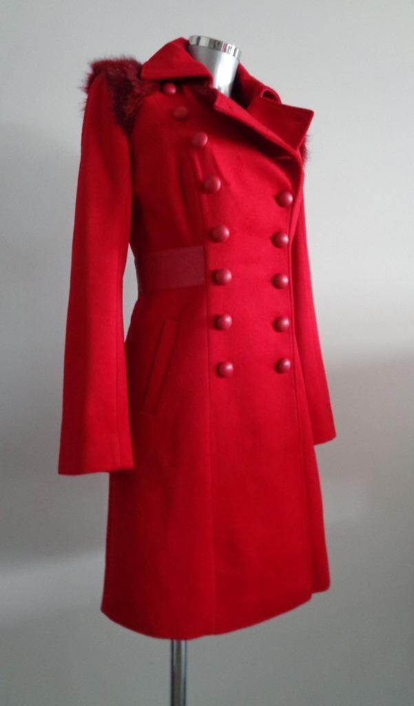 MAAC London rode wollen jas leer en fake fur NIEUW S/M, Kleding | Dames, Jassen | Winter, Nieuw, Rood, Ophalen of Verzenden
