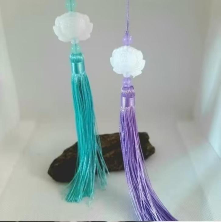 Set lange Chinese Hanfu kwasten met Jade Lotus kraal, Antiek en Kunst, Kunst | Niet-Westerse kunst, Ophalen