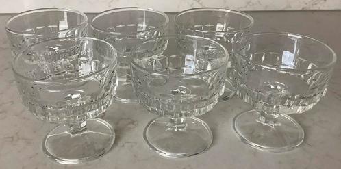 Glazen coupe - ruitmotief - 6 stuks - Italy, Verzamelen, Glas en Borrelglaasjes, Zo goed als nieuw, Overige typen, Ophalen of Verzenden