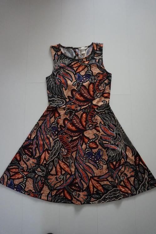 Jurk H&M oranje bruin zwart open rug maat S - 34 / 36, Kleding | Dames, Jurken, Zo goed als nieuw, Maat 34 (XS) of kleiner, Oranje