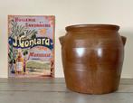 Vintage grote bruine olijven pot grès pot met grepen
