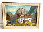 Berglandschap met chalet, Antiek en Kunst, Kunst | Schilderijen | Abstract, Ophalen