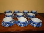 10 blauw/witte Chinese kop en schotels met draak, Huis en Inrichting, Keuken | Servies, Ophalen of Verzenden, Zo goed als nieuw