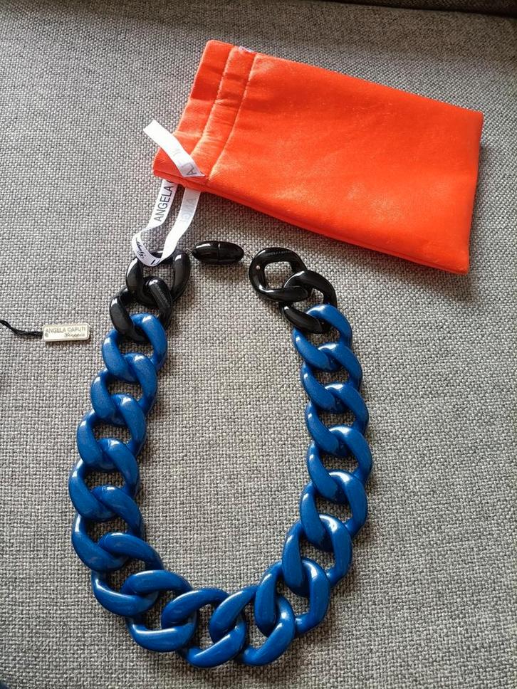 Angela Caputi Collier - Italiaans Design, Sieraden, Tassen en Uiterlijk, Kettingen, Zo goed als nieuw, Overige materialen, Blauw