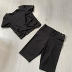 zwart ZARA gym set Tshirt + korte legging mt 9-10, Verzenden, Gebruikt, Meisje