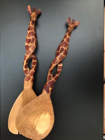 sla bestek handgesneden hout giraffe beschikbaar voor biedingen