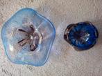 Vintage Schaal en asbak,  speciaal glas blauw, Huis en Inrichting, Ophalen, Gebruikt