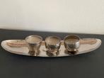 kaars decoratie schaal ovaal met 3 kaarsen houder als set, Ophalen of Verzenden, Nieuw, Overige materialen, Minder dan 25 cm