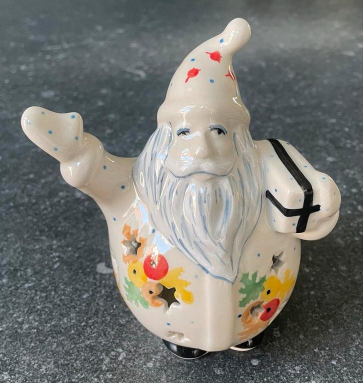 Bunzlau Keramiek Kerstman Waxinelichthouder, Diversen, Kerst, Zo goed als nieuw, Ophalen of Verzenden