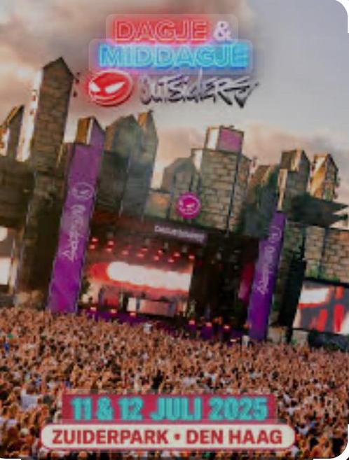 TE KOOP! Weekend ticket voor Outsiders inclusief extraatje, Tickets en Kaartjes, Concerten | Nederlandstalig, Eén persoon, Juli