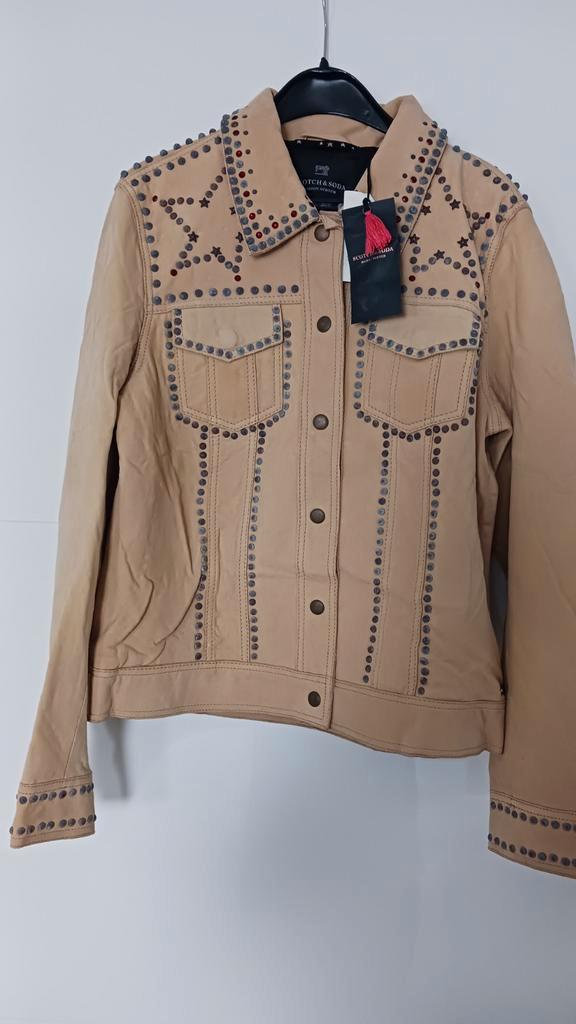 Scotch and & soda stars leren jasje jack maat 1 S 36 *NIEUW*, Kleding | Dames, Jassen | Zomer, Nieuw, Maat 36 (S), Beige, Ophalen of Verzenden