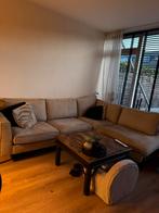 Beige Suède Hoekbank, Ophalen, 250 tot 300 cm, Gebruikt, Hoekbank