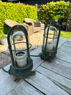 Unieke vintage industriële lamp koper, kooilamp, Gebruikt, Ophalen of Verzenden