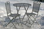 Mooi Tuinset, Bistroset, ronde tafel met twee stoelen, grijs, 2 zitplaatsen, Nieuw, Ophalen of Verzenden, Tuinset