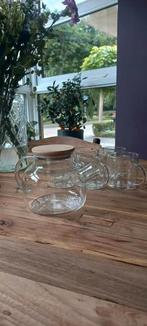 Theepot met 6 glazen, borosilicaatglas bamboe deksel, Ophalen of Verzenden, Nieuw, Glas