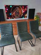 3 Goossens leren stoelen groen, Huis en Inrichting, Ophalen, Gebruikt, Overige kleuren, Twee