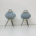 Jaren 50 tafellampje plisse blauw, T, T, Ophalen of Verzenden, Minder dan 50 cm