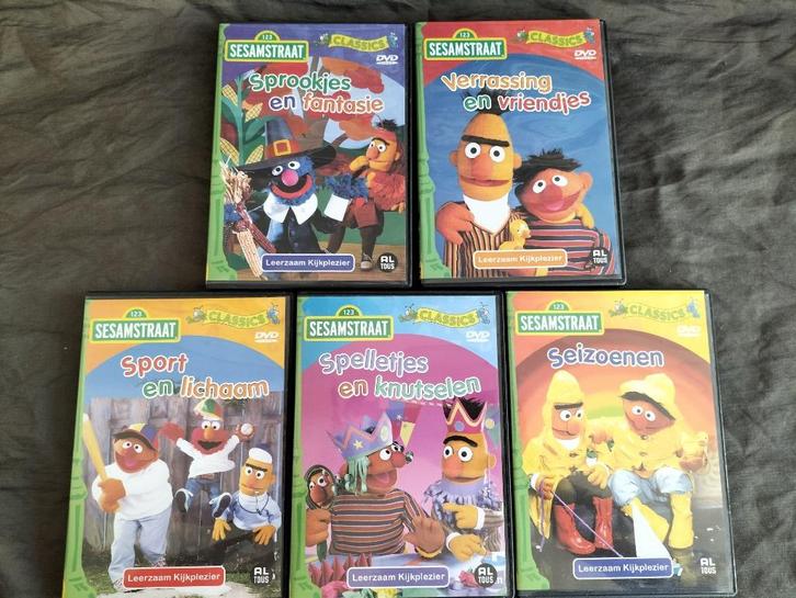 5 x leerzaam kijkplezier met Sesamstraat, Cd's en Dvd's, Dvd's | Kinderen en Jeugd, Zo goed als nieuw, Tv fictie, Educatief, Alle leeftijden