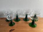 6 Roemer wijnglazen groene voet divers, Verzamelen, Glas en Borrelglaasjes, Ophalen of Verzenden, Zo goed als nieuw, Overige typen