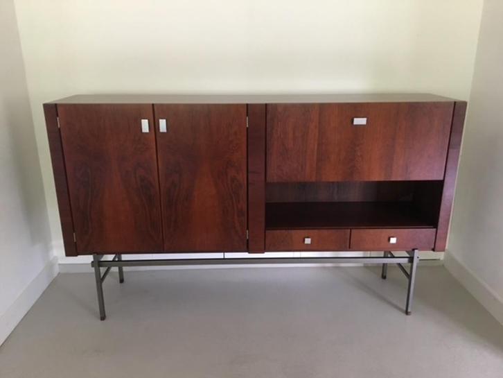 Alfred Hendrickx Belform dressoirkast highboard palissander, Huis en Inrichting, Kasten | Dressoirs, 200 cm of meer, 25 tot 50 cm