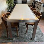 Eetkamertafel rvs - eiken, Huis en Inrichting, Tafels | Eettafels, Ophalen, Gebruikt, Modern - robuust, 200 cm of meer