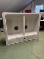 Ikea Domsjo Dubbele Spoelbak Keramiek, Ophalen, Gebruikt, Wit, 50 tot 100 cm
