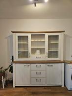 Buffetkast, vitrinekast en eettafel met stoelen, Glas, Gebruikt, Met deur(en), 200 cm of meer