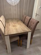 Eettafel met 6 stoelen - Gebruikt, Huis en Inrichting, Tafels | Eettafels, Gebruikt, 100 tot 150 cm, Ophalen of Verzenden, Vijf personen of meer