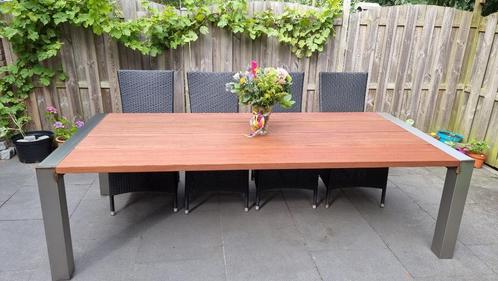 RVS Meranti tuintafel Joekel groot zwaar echt, Tuin en Terras, Tuintafels, Nieuw, Rechthoekig, Rvs, Ophalen