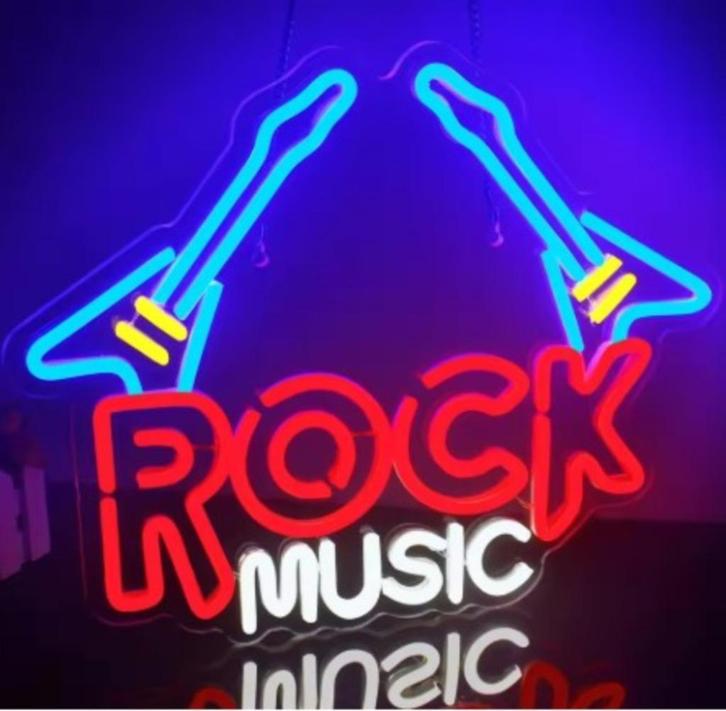 Rock Music acryl neon look decoratie verlichting en andere, Verzamelen, Merken en Reclamevoorwerpen, Nieuw, Lichtbak of (neon) lamp