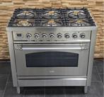 Luxe Fornuis Boretti 90cm rvs + rvs 6 pits 1 oven, 60 cm of meer, Ophalen of Verzenden, Zo goed als nieuw, Energieklasse A of zuiniger