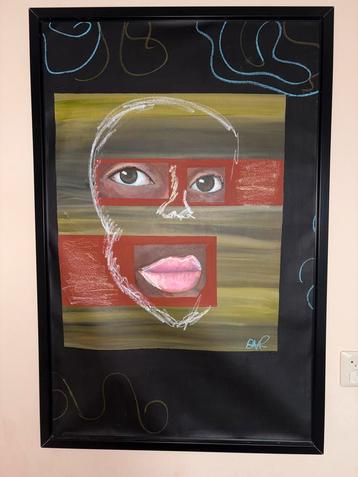 Abstract Schilderij ‘Hazed eyes’ -  Ingelijst beschikbaar voor biedingen