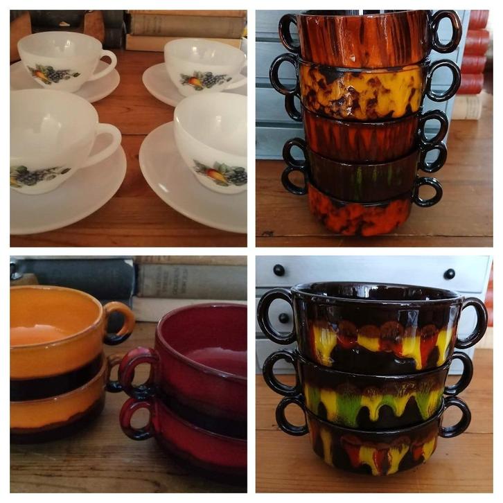 Soepkommen aardewerk Lava retro en Arcopal fruits de France, Antiek en Kunst, Curiosa en Brocante, Ophalen of Verzenden