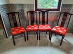 Set van 4 Chinese stoelen met rode bekleding, Huis en Inrichting, Stoelen, Gebruikt, Ophalen of Verzenden, Vier, Rood