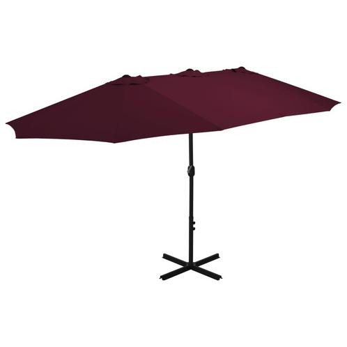 Parasol met aluminium paal 460x270 cm bordeauxrood, Tuin en Terras, Parasols, Nieuw, Zweefparasol, Kantelbaar, Verstelbaar, Waterdicht