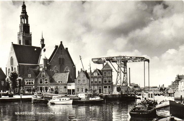 Maassluis, Hervormde Kerk - boot brug - ongelopen, Verzamelen, Ansichtkaarten | Nederland, Ongelopen, Noord-Brabant, Voor 1920