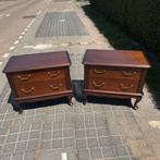 Grote Houten Queen Ann Stijl Nachtkastjes met 2 Lades, Ophalen, Gebruikt, 45 tot 65 cm, Minder dan 55 cm