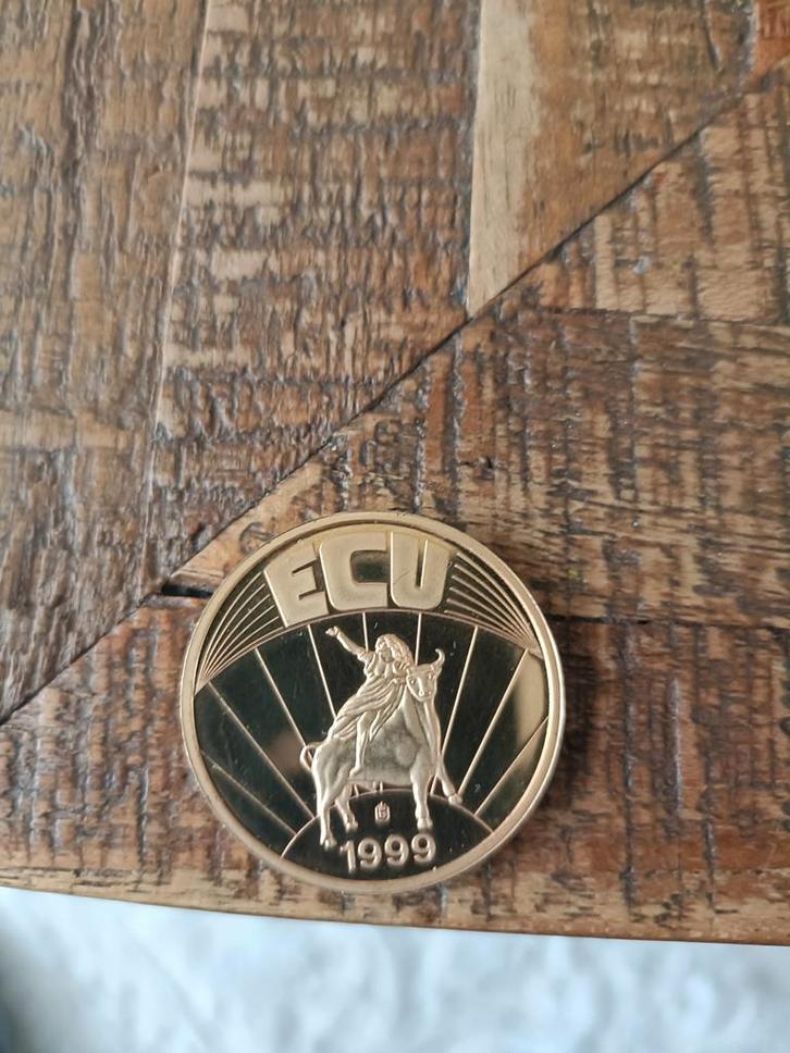 Europa/ ECU penning verguld, Postzegels en Munten, Munten | Nederland, Losse munt, Overige waardes, Koningin Beatrix, Ophalen of Verzenden