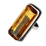 Citrien Ring zilver edelsteen, Sieraden, Tassen en Uiterlijk, Ringen, Verzenden, 19 tot 20, Geel, Nieuw