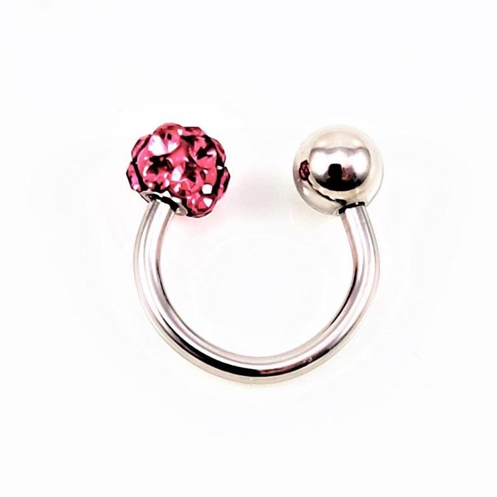 RVS Hoefijzer Piercing Neus Septum Tragus Helix + Donkerroze, Sieraden, Tassen en Uiterlijk, Piercings, Nieuw, Oor- of Traguspiercing