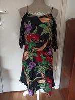 NIEUW! Romantisch ibiza zwarte bloem jurk met kant maat L 42, Verzenden, Zwart, Maat 42/44 (L), Nieuw