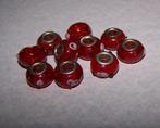 Rode glazen bead, past op armband, Overige merken, Nieuw, 1 bedel, Glas of Kristal