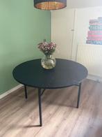 Zwarte ronde eettafel – modern en industrieel (120 cm), Ophalen, 100 tot 150 cm, Rond, Zo goed als nieuw