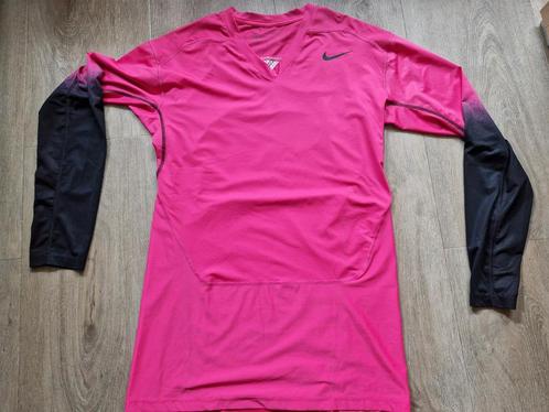 Te koop Nike Pro Compressie Shirt - Roze/Zwart, Kleding | Dames, Sportkleding, Zo goed als nieuw, Hardlopen of Fietsen, Maat 46/48 (XL) of groter