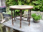 salon/bijzet tafel met koperen bovenblad, Ophalen, Gebruikt, Rond, 55 tot 75 cm