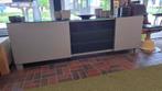 Modern dressoir met glazen blad | 226 cm breed | Grijs, Ophalen, Zo goed als nieuw, 25 tot 50 cm, Glas